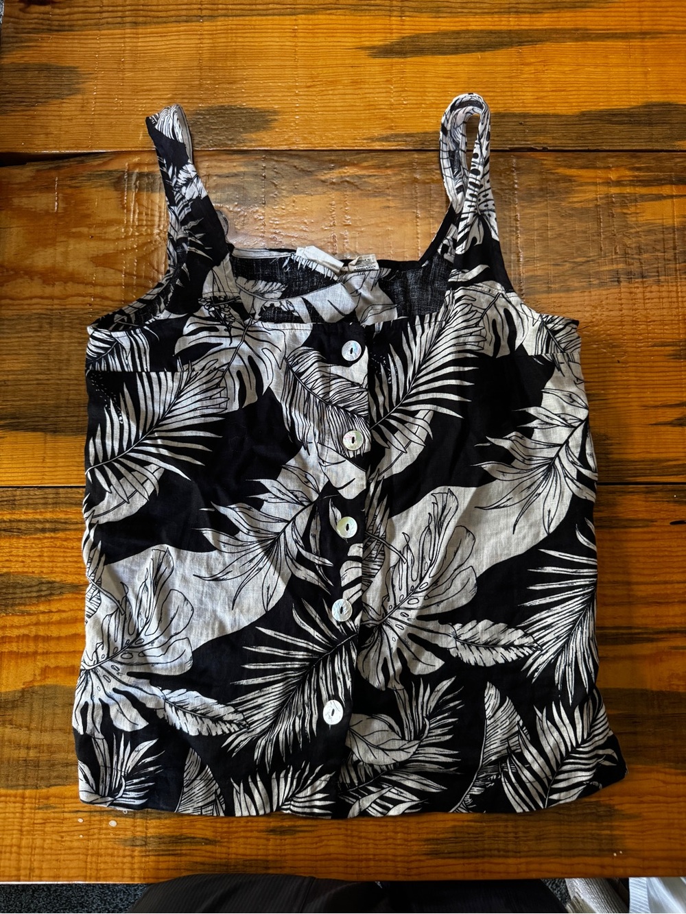 Christian Siriano New York 100% Linen Tropical Print Tank Top Size S